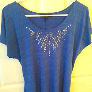 Suzie in the City, Blue Blouse with Frontal Decor